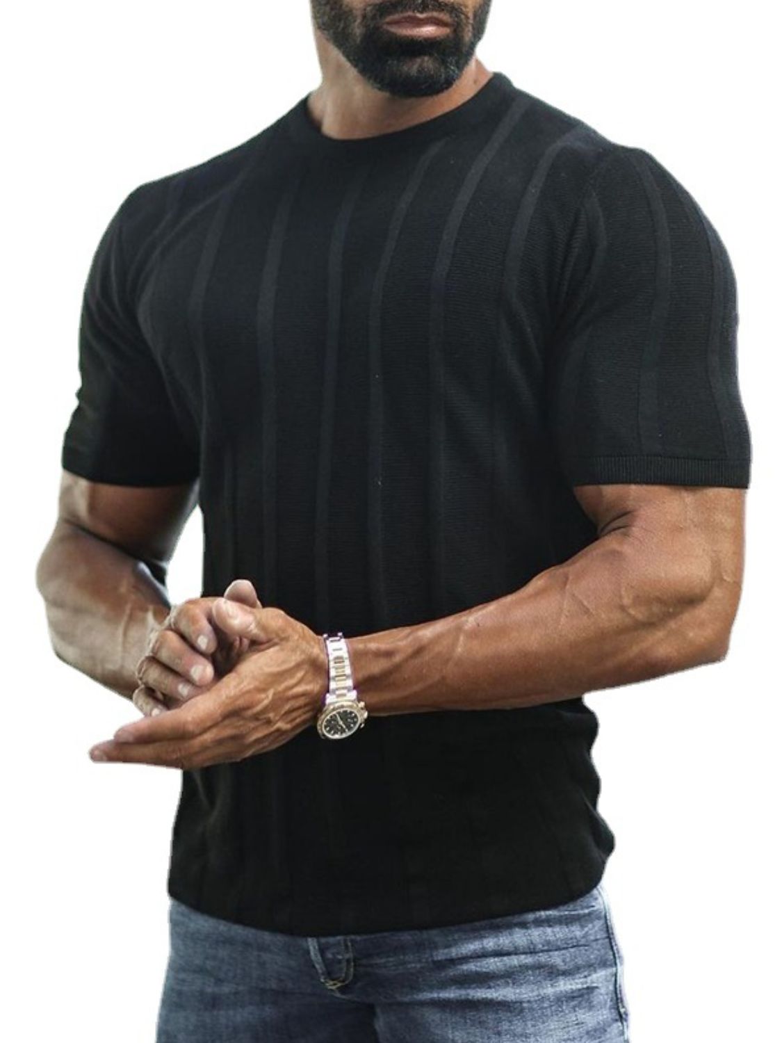 Men's Plus Size Striped Round Neck Short Sleeve T-Shirt - Damned Threads